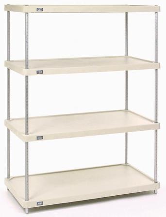 Nexel Plastic Shelving - 4 shelf unit with chrome, poly z brite or Nexelon finish.